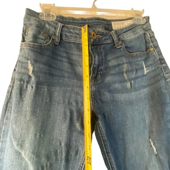 Pistola Mid Rise Distressed  Skinny Zip Ankle Medium Wash Denim Blue Jeans SZ 28 - Picture 3 of 12